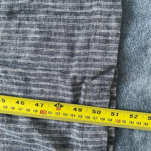 BANANA Republic Linen Striped Blue and White Short Sleeve Midi Wrap Dress Size 2 - Picture 15 of 15